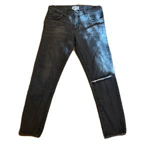 Current Elliot Jeans Denim The Fling Boulevard Knee Slit Sz 26 0 Black Wash
